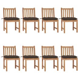 Patio Chairs 8 pcs with Cushions Solid Teak Wood