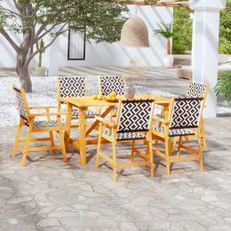 7 Piece Patio Dining Set Solid Acacia Wood