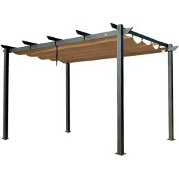 Outdoor Retractable Pergola with Weather-Resistant Sun Shade Canopy, Aluminum Pergola Gazebo for BBQ, Party, Wedding, Patio, Backyard, Deck, Garden