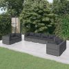 8 Piece Patio Lounge Set with Cushions Poly Rattan Gray