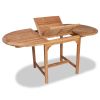 Garden Table (43.3"-63")x31.5"x29.5" Solid Teak Wood