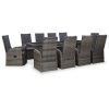 11 Piece Outdoor Dining Set with Cushions Poly Rattan Gray