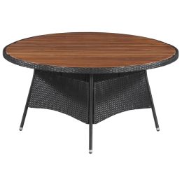 Patio Table 59"x29.1" Poly Rattan and Solid Acacia Wood