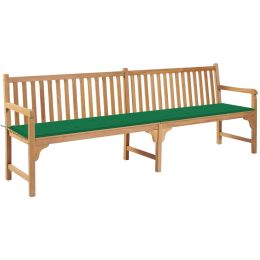 Patio Bench with Green Cushion 94.5" Solid Teak Wood