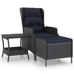 2 Piece Patio Lounge Set with Cushions Poly Rattan Dark Gray