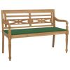 Batavia Bench with Green Cushion 47.2" Solid Teak Wood