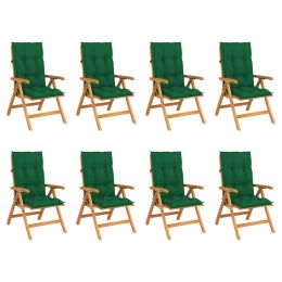 Reclining Patio Chairs with Cushions 8 pcs Solid Teak Wood