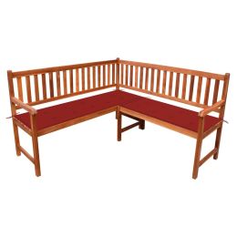 Patio Corner Bench with Cushions 59.1" Solid Acacia Wood