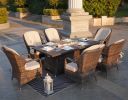 Elegant PE Wicker and Aluminium Patio Dining Sets with Fire Pit Table and Standard Dining Chair