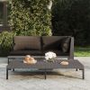 Patio Coffee Table Dark Gray Half Round Poly Rattan