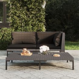 Patio Coffee Table Dark Gray Half Round Poly Rattan