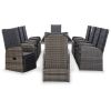 11 Piece Outdoor Dining Set with Cushions Poly Rattan Gray