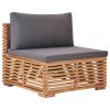 9 Piece Patio Lounge Set with Dark Gray Cushion Solid Teak Wood