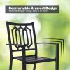 MEOOEM Patio Dining Chairs Set of 6 Outdoor Metal Stackable Arm Chairs for Backyard Garden Backyard Deck, Black