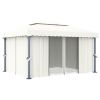 Gazebo with Curtain 13.1'x9.8' Cream White Aluminum