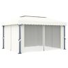 Gazebo with Curtain 13.1'x9.8' Cream White Aluminum