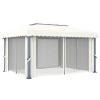 Gazebo with Curtain 13.1'x9.8' Cream White Aluminum