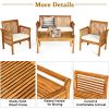 4 Pieces Outdoor Acacia Wood Sofa Furniture Set