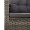 Reclining Patio Bench with Cushions Gray 68.1" Poly rattan