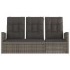 Reclining Patio Bench with Cushions Gray 68.1" Poly rattan