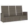 Reclining Patio Bench with Cushions Gray 68.1" Poly rattan