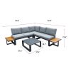 8 Pcs Patio Aluminum Conversation Sets;  Outdoor Sectional Couch Furniture;  with Cushions and Coffee Table; for Backyard Garden