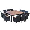 13 Piece Outdoor Dining Set with Cushions Poly Rattan Black