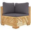 10 Piece Patio Lounge Set with Cushions Solid Wood Teak