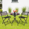 3 Pieces Folding Bistro Table Chairs Set for Indoor and Outdoor