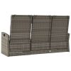 Reclining Patio Bench with Cushions Gray 68.1" Poly rattan