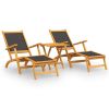 Patio Deck Chairs with Table Solid Wood Acacia and Textilene