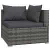 8 Piece Patio Lounge Set with Cushions Poly Rattan Gray