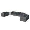 8 Piece Patio Lounge Set with Cushions Poly Rattan Gray