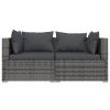 Patio Furniture Set 3 Piece with Cushions Gray Poly Rattan