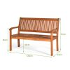 Two Person Solid Wood Garden Bench with Curved Backrest and Wide Armrest