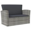 16 Piece Patio Lounge Set with Cushions Poly Rattan Gray