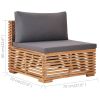 9 Piece Patio Lounge Set with Dark Gray Cushion Solid Teak Wood