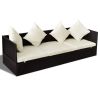 Outdoor Sofa with Cushion & Pillow Poly Rattan Brown