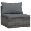 8 Piece Patio Lounge Set with Cushions Poly Rattan Gray