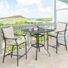 Patio Bar Stools Set of 2 Outdoor Bar Height Chairs Patio Furniture Steel Chairs with Armrest and Cushions for Outdoor Indoor