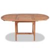 Garden Table (43.3"-63")x31.5"x29.5" Solid Teak Wood