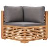 9 Piece Patio Lounge Set with Dark Gray Cushion Solid Teak Wood