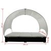 Outdoor Lounge Bed with Roof and Cushions Poly Rattan Black