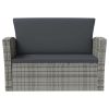 16 Piece Patio Lounge Set with Cushions Poly Rattan Gray