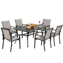 MEOOEM Patio Dining Set  Outdoor Furniture Bistro Metal Table Side Table and Metal Stackable Chairs;  Black (Style: Modern)