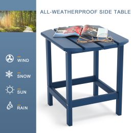 Adirondack Outdoor Side Table;  HDPE Plastic End Tables for Patio;  Backyard;  Pool;  Indoor Outdoor Companion;  Easy Maintenance Weather Resistant La (Color: Navy Blue)